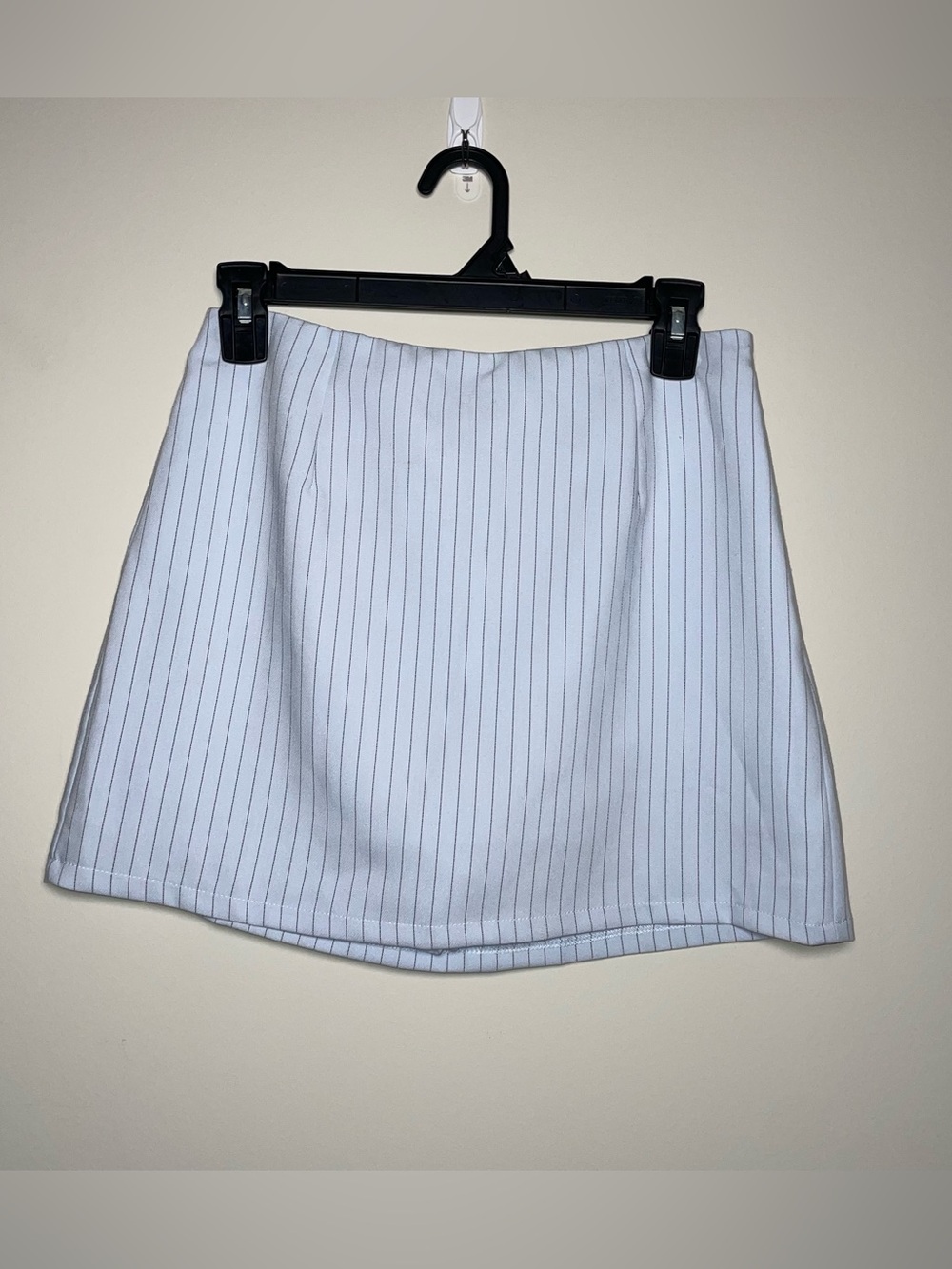 Sincerely Jules M Light Blue Black Pin Stripe Side Zip Mini Skort Preppy NWT